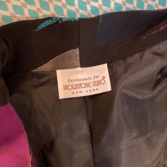 Vintage oversized large graphic blazer Brownstone Studio New York abstract flora - Picture 2 of 5